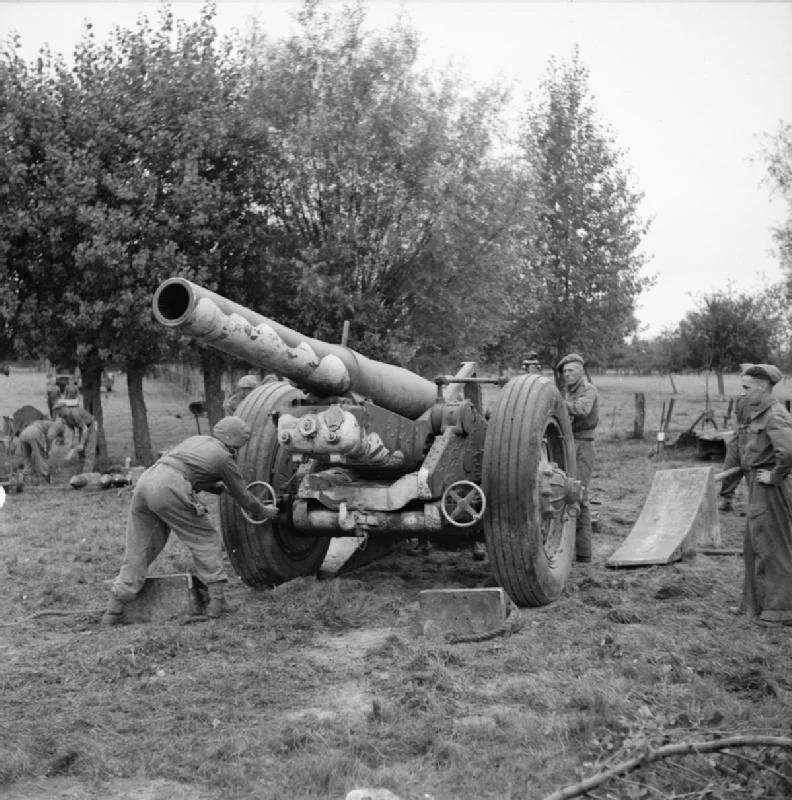 A 7.2-inch howitzer of one of the 59th (Newfoundland) Heavy Regiment’s sister units, 51st Heavy Regiment, Royal Artillery, France, 2 September 1944.© IWM (B 9956)