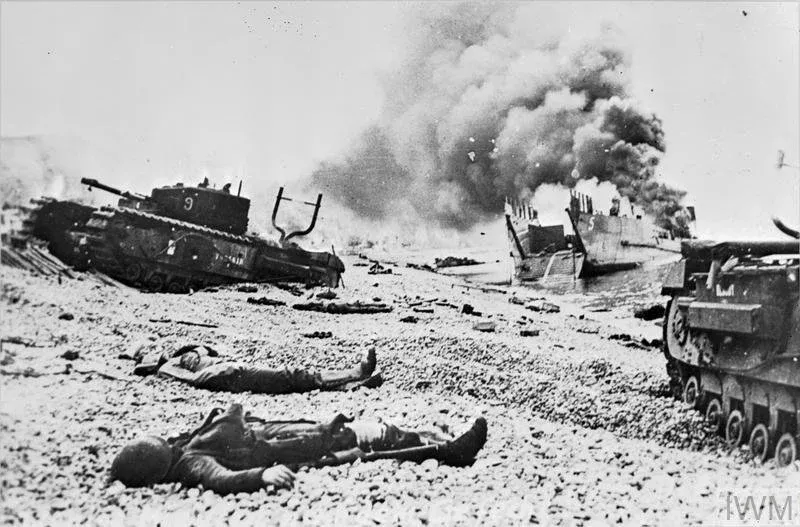 Dieppe beach during the raid