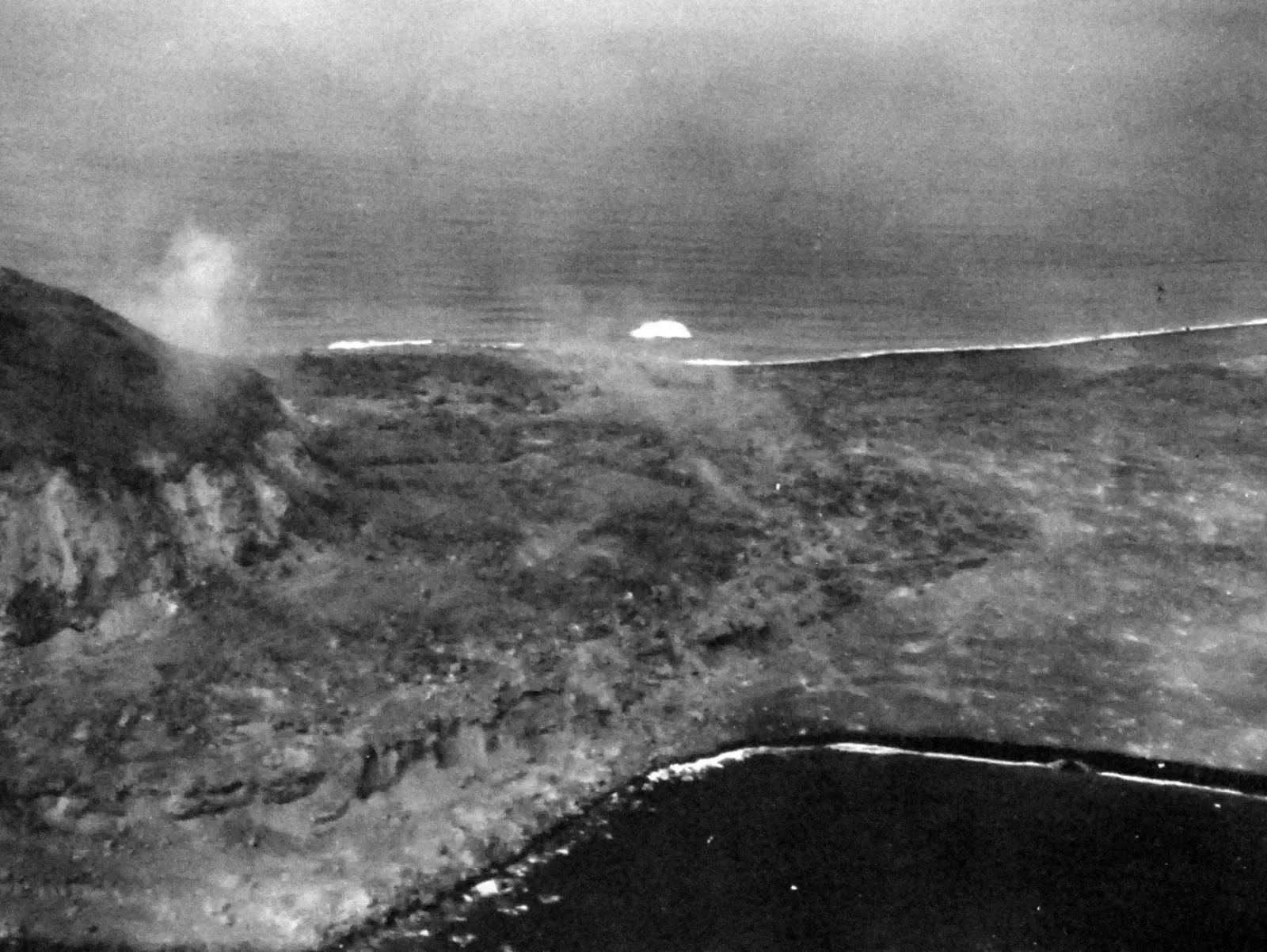 Neck of Iwo Jima just below Mt Suribachi