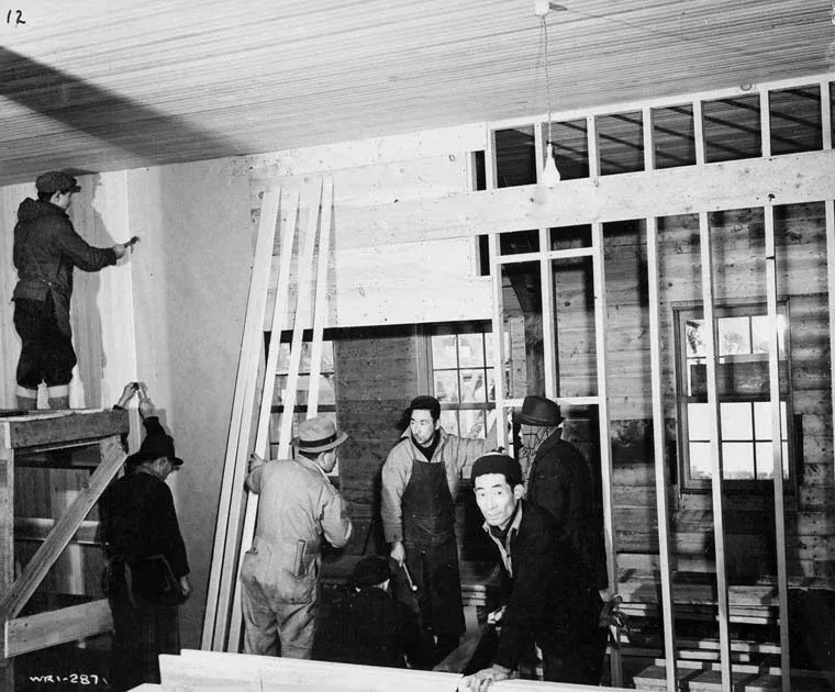Japanese labour employed in the construction of the New Denver, B.C., camp hospital