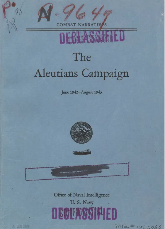 Page from the Combat Narrative on the Aleutians Campaign