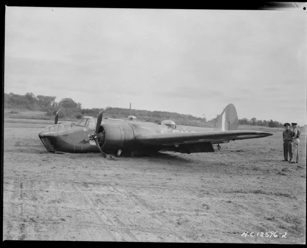 Damaged Bristol Bolingbroke IV aircraft of No. 119 (BR) Squadron, RCAF