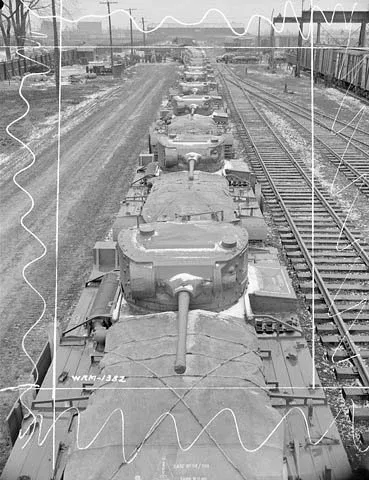 A load of 28-ton Valentine tanks built at the Angus factory in Montreal